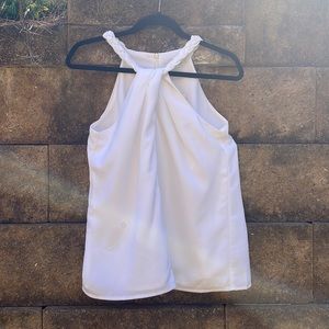 Jade White Braided Halter Tank